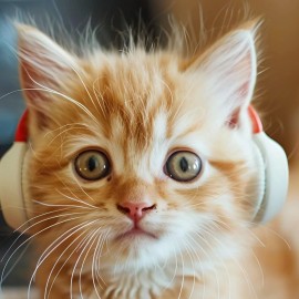 戴耳机的猫，萌翻屏幕