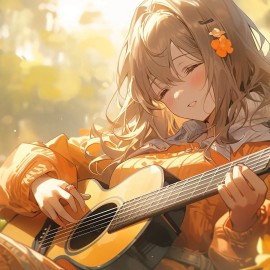 唯美梦幻弹吉他动漫女生壁纸图片